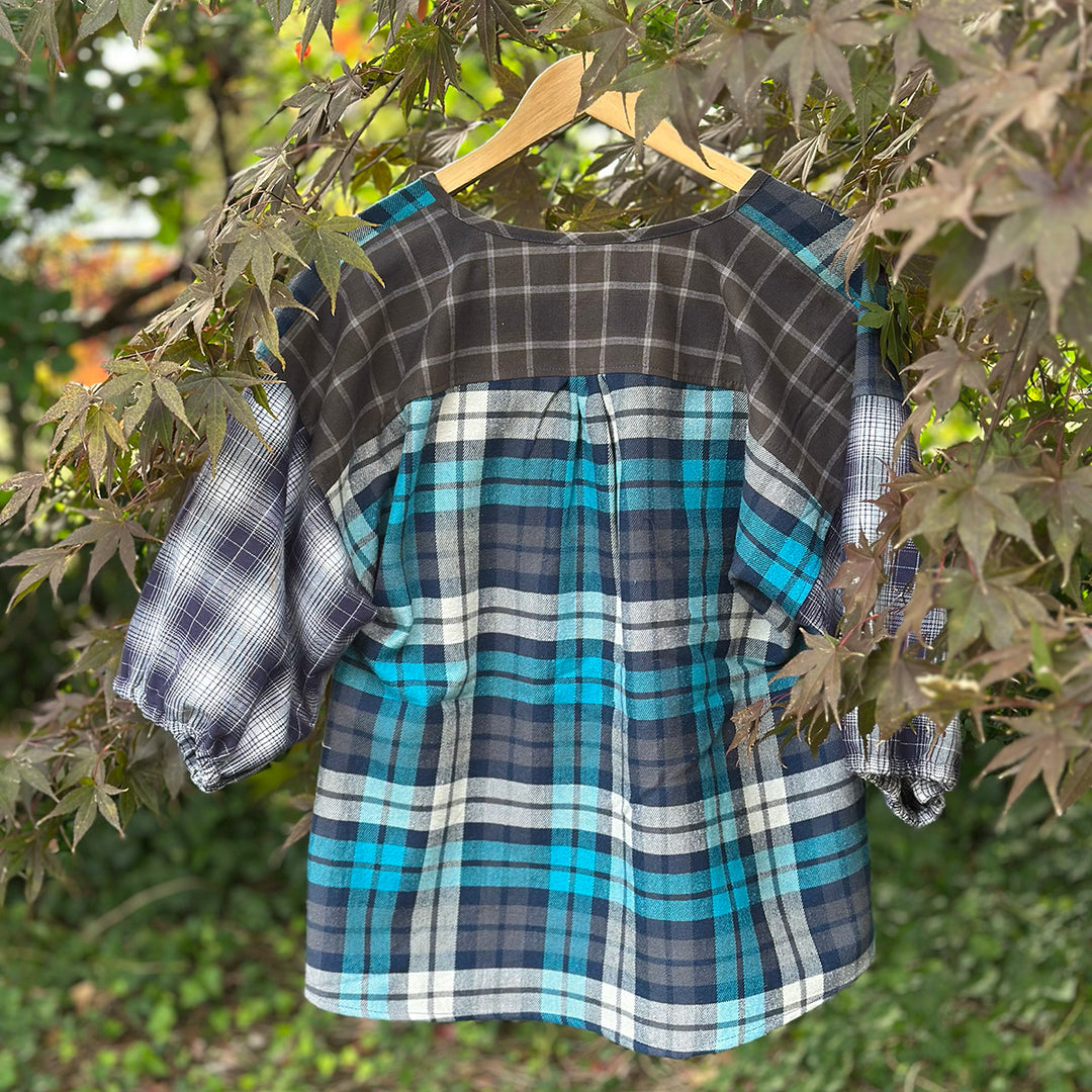 Pouf sleeve blouse, "Plaidfest No. 1"