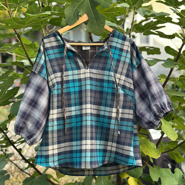 Pouf sleeve blouse, "Plaidfest No. 1"